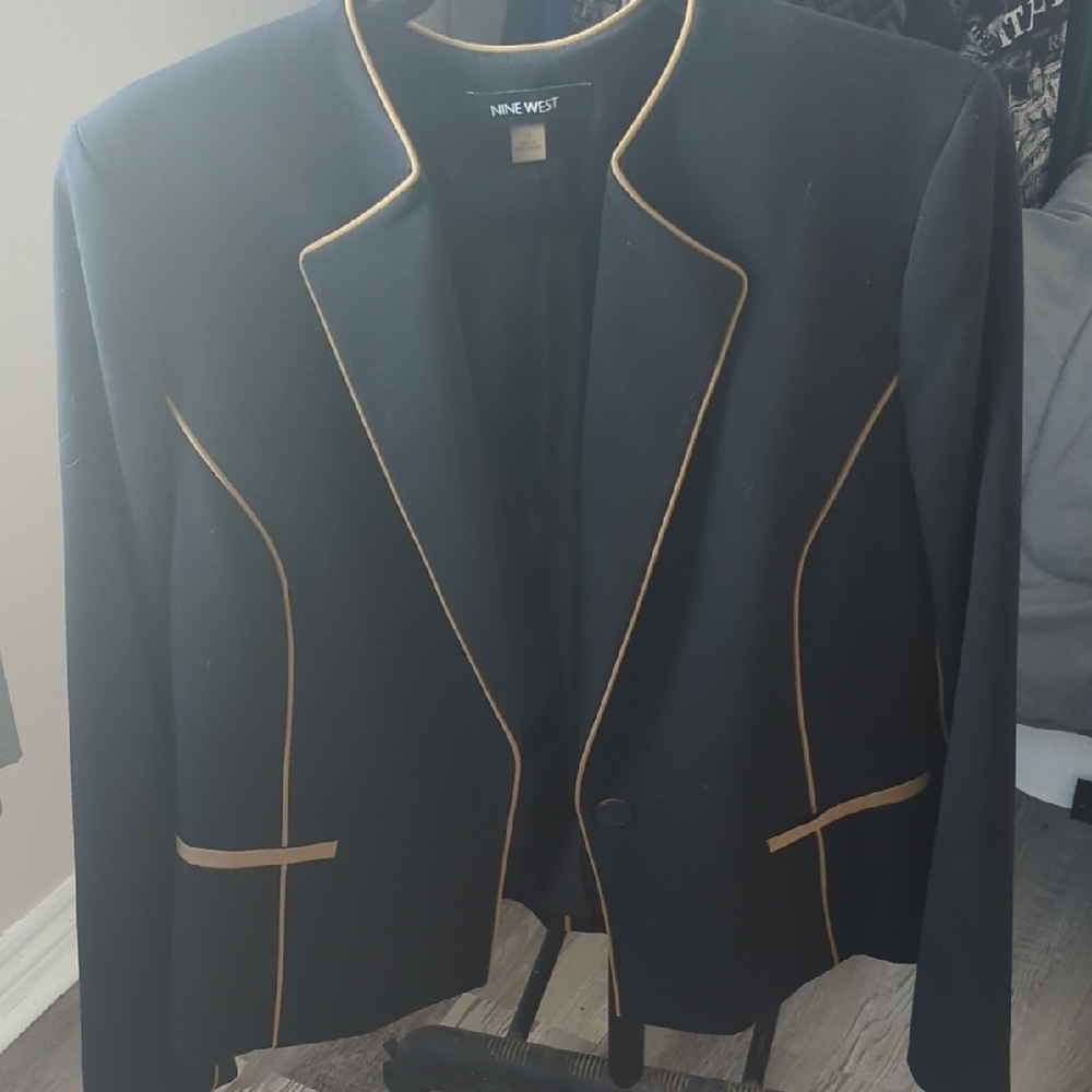 Nine West Black Jacket with Tan Trim
